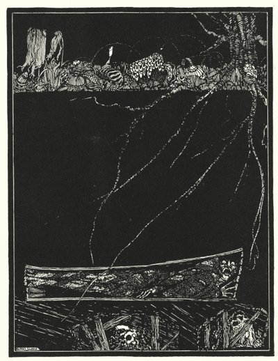 Edgar Allan Poe: Předčasný pohřeb (litografie) od Harry Clarke