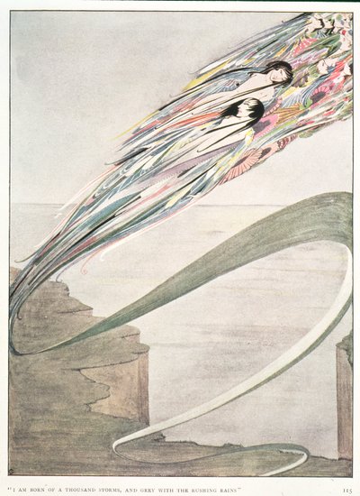 „Jsem zrozen z tisíce bouří a jsem šedý s řítícími se dešti“, ilustrace k „All is Spirit and Part of Me“ od L. D