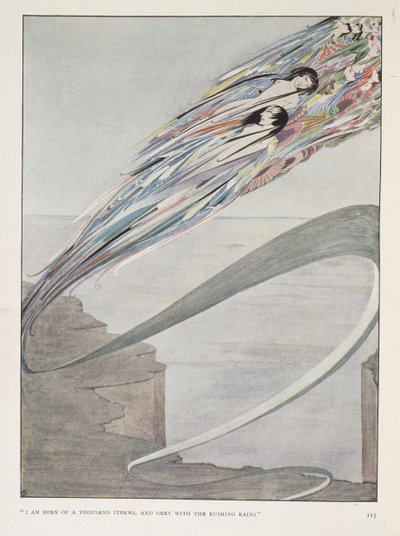 "Jsem zrozen z tisíce bouří a šedivý spěchajícími dešti." Z nadpisu kapitoly: „Vše je duch a část mě“. od Harry Clarke