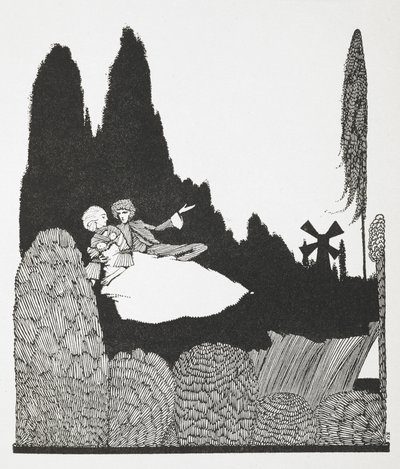 Ilustrace k příběhu „Mistr kočka nebo kocour v botách“. od Harry Clarke