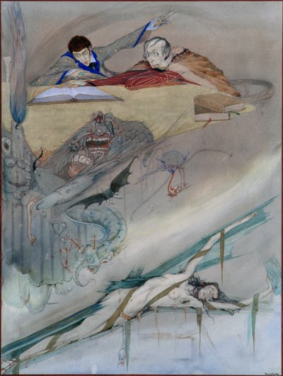 Pád domu Usherů, 1923 (tužka a wc) od Harry Clarke