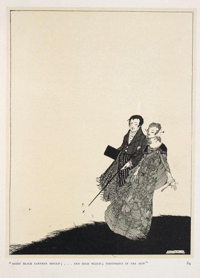 Velký milenec. "Vlhká černá hliněná plíseň;... a vysoká místa; stopy v rose" od Harry Clarke