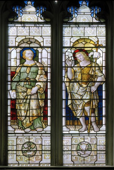 Oxford, Oriel College Chapel, James Powell & Sons, Harry Ellis Wooldridge, St Peter & John The Baptist, 1885 od Harry Ellis Wooldridge