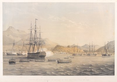 Dobytí ostrova Chusan Brity, 5. července 1840 (barevná litografie) od Harry Francis Darell
