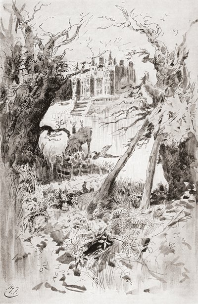 Bezútěšný dům. Ilustrace Harryho Furnisse k románu Charlese Dickense Bleak House, z The Testimonial Edition, vydaném v roce 1910. od Harry Furniss