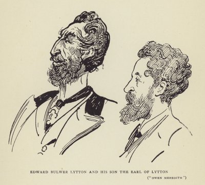 Edward Bulwer Lytton a jeho syn hrabě z Lyttonu, Owen Meredith od Harry Furniss