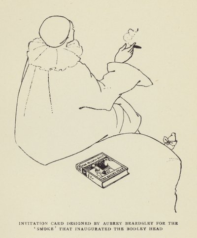 Pozvánka navržená Aubrey Beardsley pro Smoke, který slavnostně otevřel Bodley Head od Harry Furniss