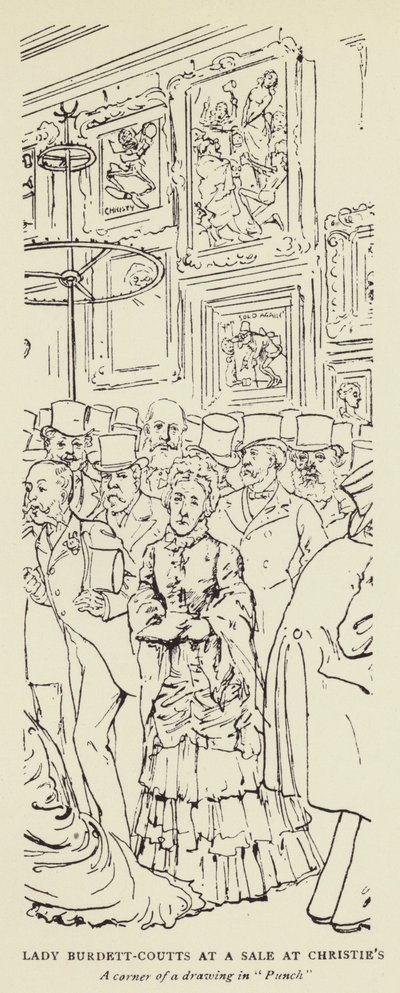 Lady Burdett-Coutts ve výprodeji v Christies od Harry Furniss