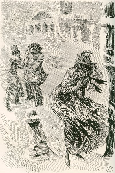 Martha Poutnice. Ilustrace Harryho Furnisse k románu Charlese Dickense David Copperfield z The Testimonial Edition, vydaném v roce 1910. od Harry Furniss