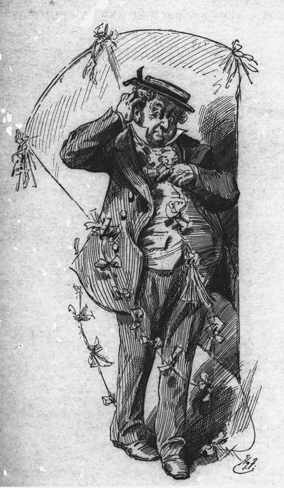 Pan Dick se svým drakem z filmu „David Copperfield“ od Charlese Dickense od Harry Furniss