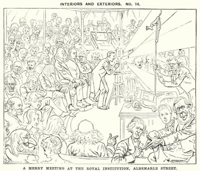 Punch cartoon: A Merry Meeting at Royal Institution, Albemarle Street, London (rytina) od Harry Furniss