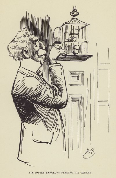 Sir Squire Bancroft krmí svého kanárka od Harry Furniss