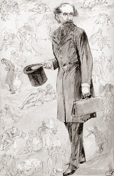Nekomerční cestovatel. Ilustrace Harryho Furnisse k povídce Nekomerční cestovatel z vánočních knih Charlese Dickense, která vyšla v The Testimonial Edition z roku 1910. od Harry Furniss