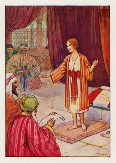 Po třech dnech ho našli v chrámu (barevná litografie). od Harry George Theaker