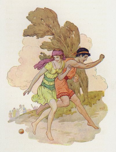 Atalanta viděla padat (barevná litografie) od Harry George Theaker
