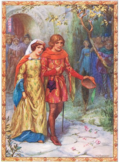 Oženil se s dámou vysokého původu (z knihy Příběh Gamelyn) (barevná litografie) od Harry George Theaker