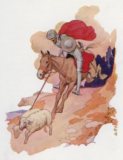 Ilustrace k Donu Quijotovi (barevná litografie) od Harry George Theaker
