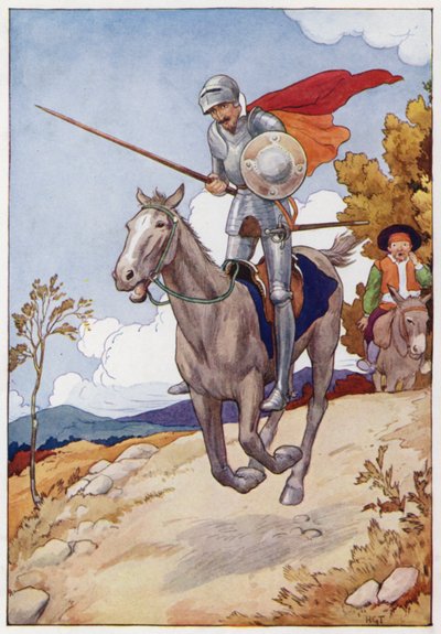 Ilustrace k Donu Quijotovi (barevná litografie) od Harry George Theaker