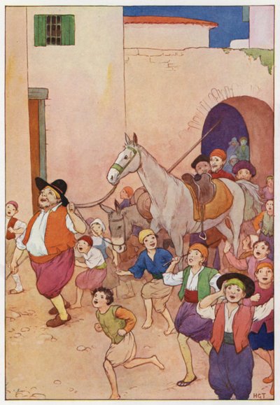 Ilustrace k Donu Quijotovi (barevná litografie) od Harry George Theaker