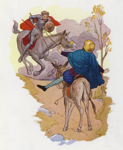 Ilustrace k Donu Quijotovi (barevná litografie) od Harry George Theaker
