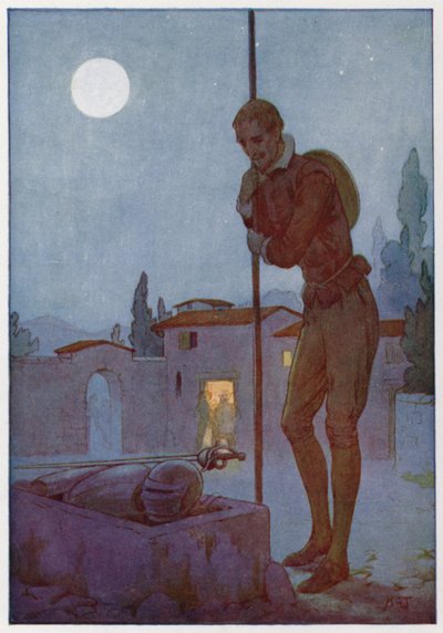Ilustrace k Donu Quijotovi (barevná litografie) od Harry George Theaker