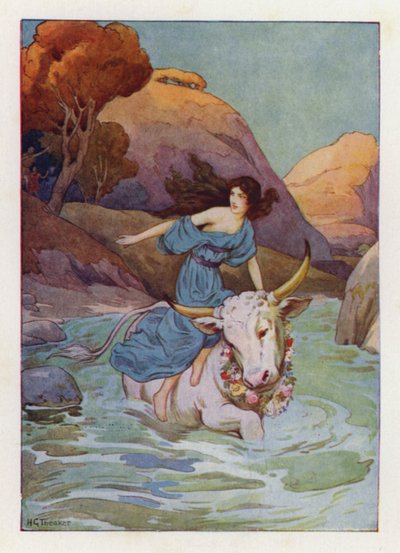 Jupiter se ponořil do oceánu a odplul (barevná litografie). od Harry George Theaker