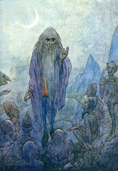 Merlin (barevná litografie) od Harry George Theaker