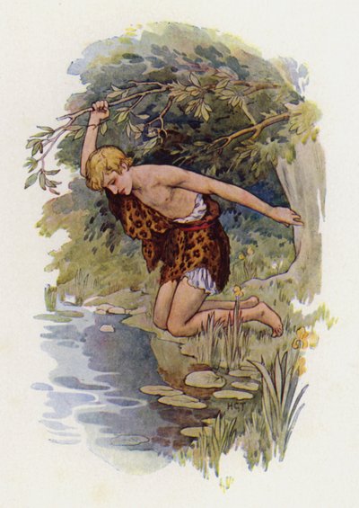 Narcis (barevná litografie) od Harry George Theaker