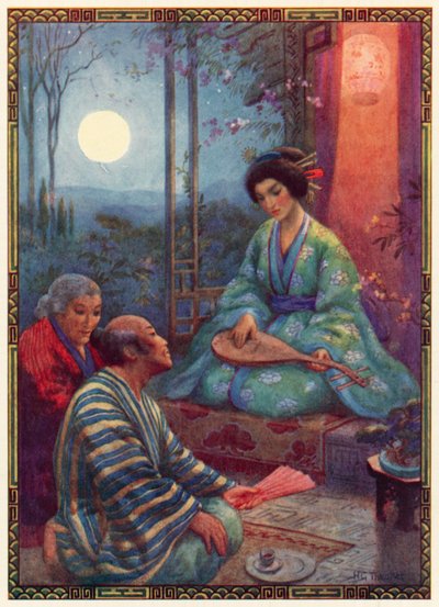 Princezna Splendour of the Feathery Bamboo (barevná litografie) od Harry George Theaker