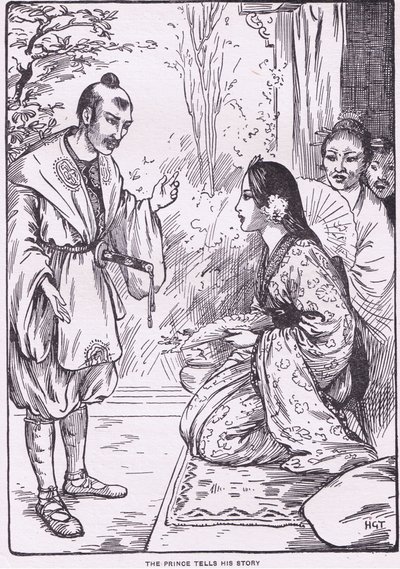 Princ vypráví svůj příběh (z knihy Dcera měsíce) (litografie) od Harry George Theaker