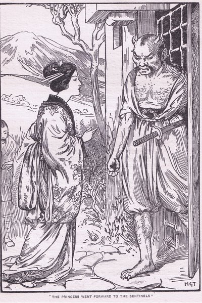 Princezna šla dopředu ke strážcům (litografie) od Harry George Theaker