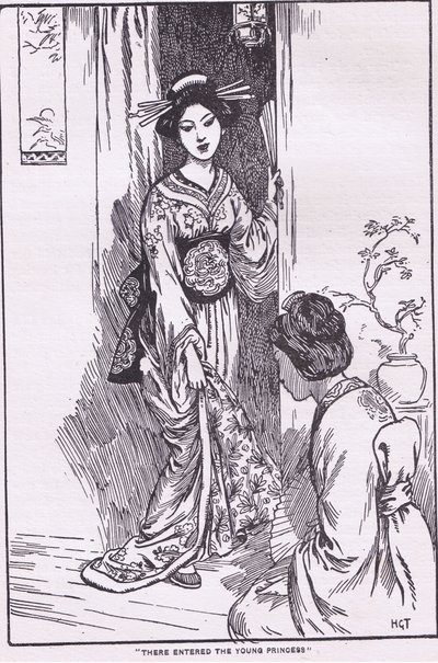 Tam vstoupila mladá princezna (z pohádky Princezna s miskou) (litografie) od Harry George Theaker