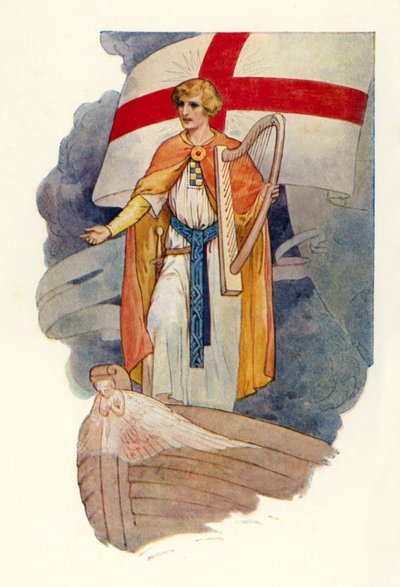 Pod křížem stál muž a hleděl (barevná litografie) od Harry George Theaker