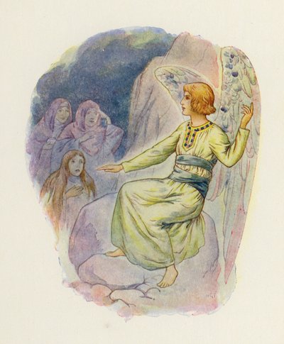 "Proč hledáte živé mezi mrtvými" (barevná litografie) od Harry George Theaker