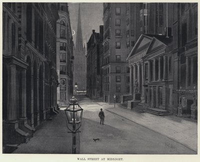 Wall Street o půlnoci (litho) od Harry Grant Dart