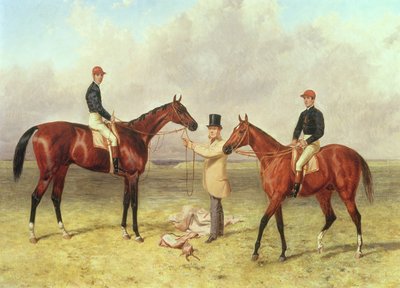 L až R Lord Lyon, vítěz Derby, St. Leger a 2 000 guineí; Elland, vítěz Ascot Gold Vase, vlastněný sirem R. Suttonem, vyškolený Jamesem Doverem, 1866 od Harry Hall