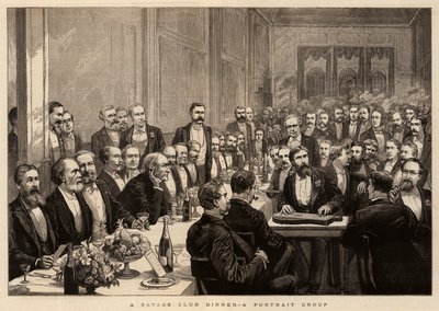 A Savage Club Dinner, skupina portrétů od Harry Hamilton Johnston