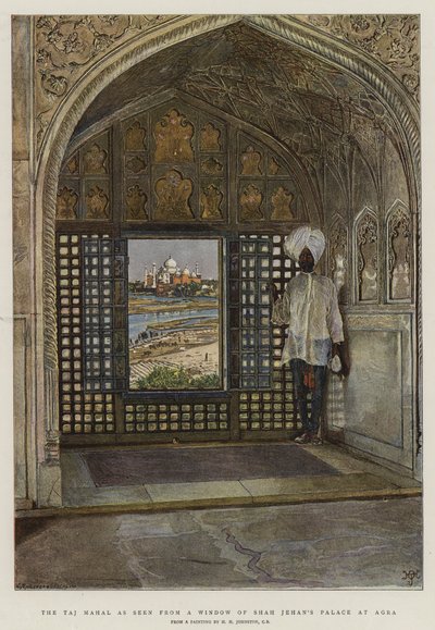 Taj Mahal, jak je vidět z okna paláce Shah Jehan v Agra od Harry Hamilton Johnston
