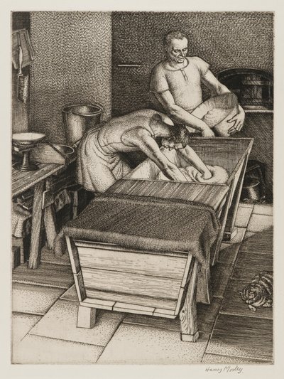 The Bakehouse, 1934 (čárová rytina) od Harry Morley