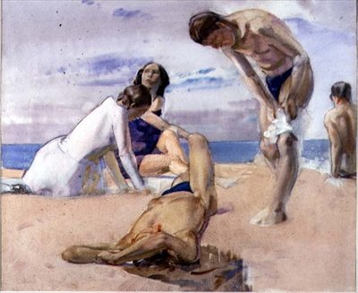 The Bathers (akvarel) od Harry Watson