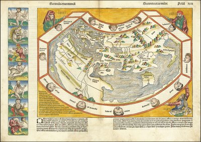 Mapa světa z roku 1493 - Secunda etas mundi od Hartmann Schedel