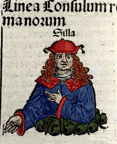 Reprezentace římského politika Luciuse Cornelia Sully (Silla nebo Sylla) (138-68 př.n.l.) Xylografie „“Kroniky Norimberku““ od Hartmanna Schedela od Hartmann Schedel