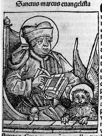 Zastoupení evangelisty svatého Marka. Rytina z „Liber chronicarum“ (Norimberské kroniky) od Hartmanna Schedela 1493 od Hartmann Schedel