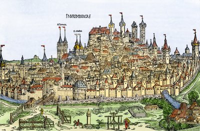 Pohled na město Norimberk, Německo od Hartmann Schedel