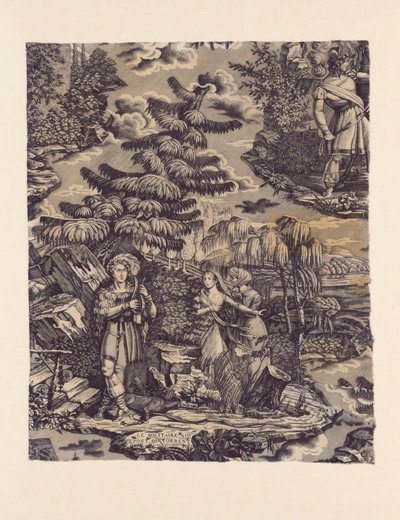 Le Solitaire au Pont du Torrent (Poustevník u mostu přes Torrent) (látka nábytku) od Hartmann et Fils