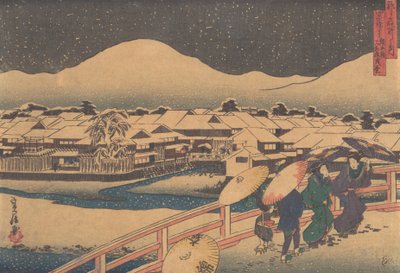 Noční pohled na čajovnu Yamato..., polovina 19. století. od Hasegawa Sadanobu