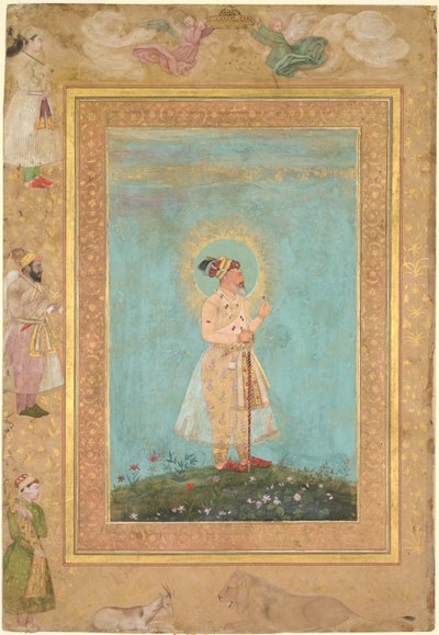 Shah Jahan drží spinel a dlouhý dekánský meč, z alba Late Shah Jahan, c. 1650. od Hashim