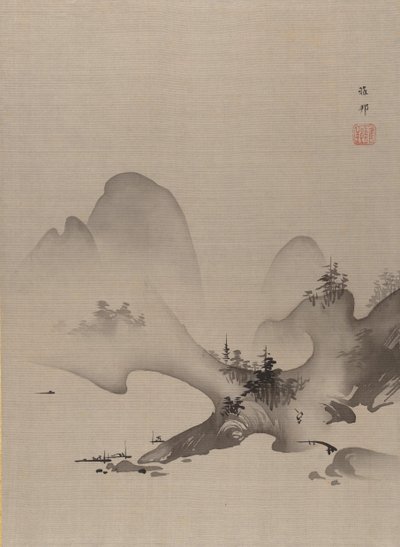 Jezero a hory, ca. 1885-89. od Hashimoto Gaho