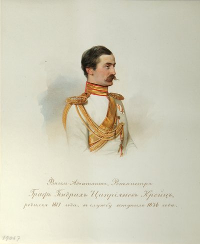 Portrét hraběte Heinricha Cyprianoviče von Kreutz z alba císařské koňské gardy, 1846-1849 od Hau