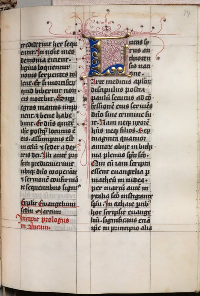 Kniha evangelia s portréty evangelistů: zdobená iniciála, c. 1480. od Hausbuch Master